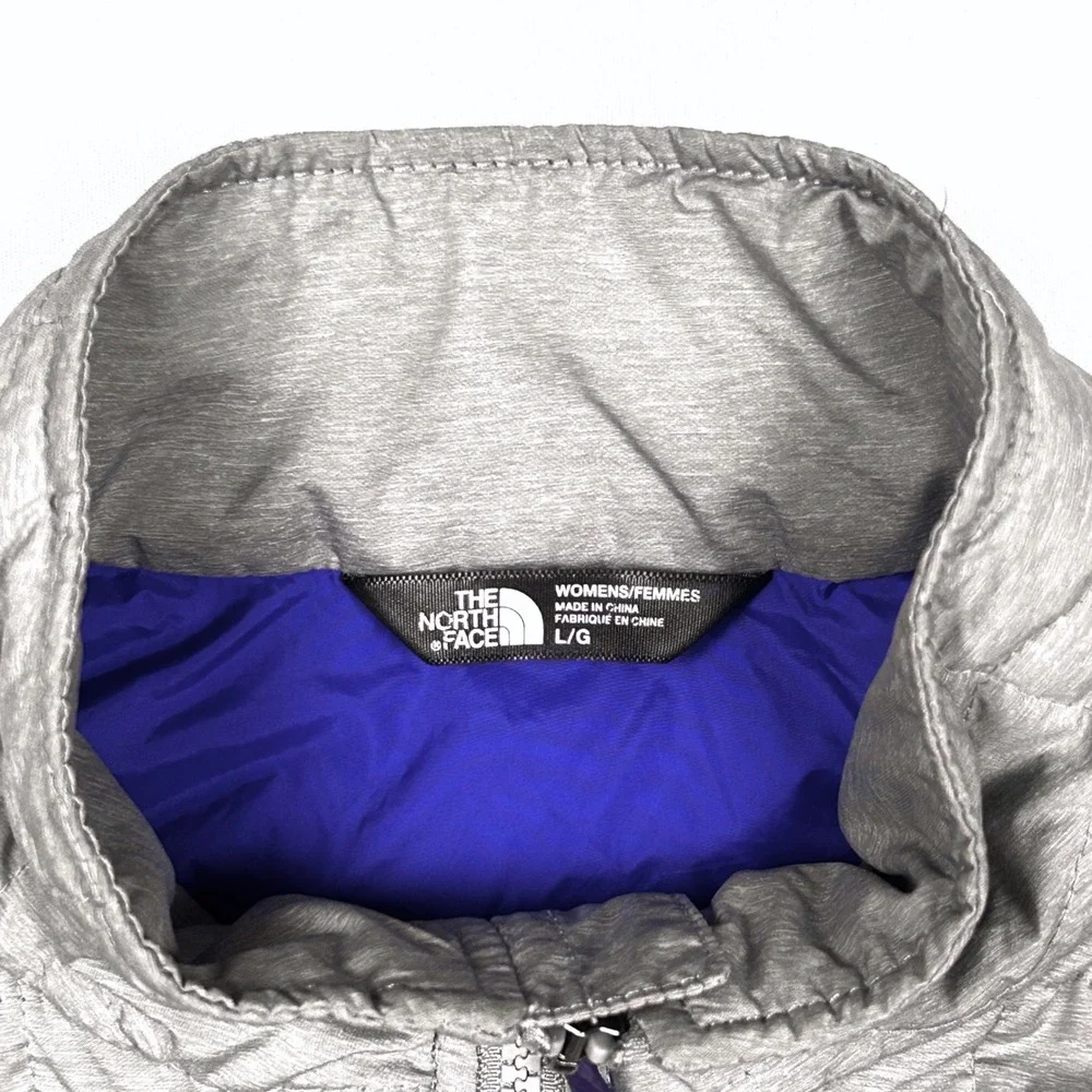 The North Face Thermoball Jacket Womens Large Gray Quilted Puffer Gorpcore